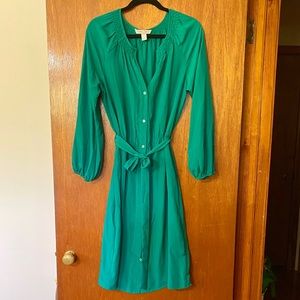 Green dress with belt